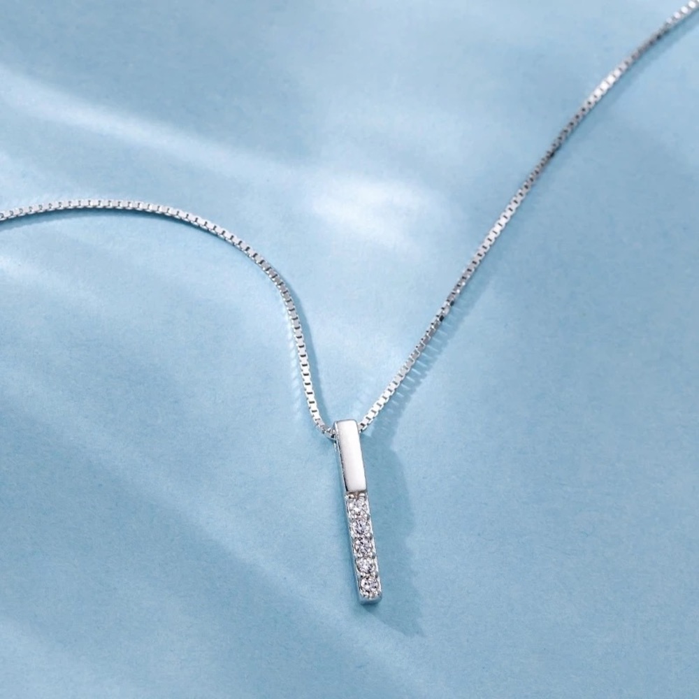 Sterling Silver Simulated Diamond Drop Necklace - Picture 2 of 13